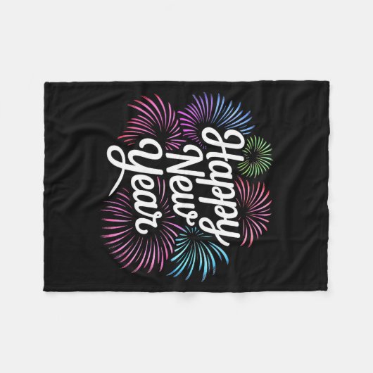 New Years Eve Party Countdown Fireworks Happy New Fleecedecke (Vorderseite (Horizontal))