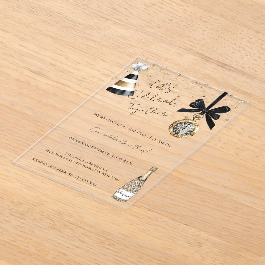 New Year's Eve Party Gold Glitzy Sparkle  Acryleinladungen (Ablage )