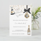 New Year's Eve Party Gold Glitzy Sparkle Einladung (Stehend Vorderseite)