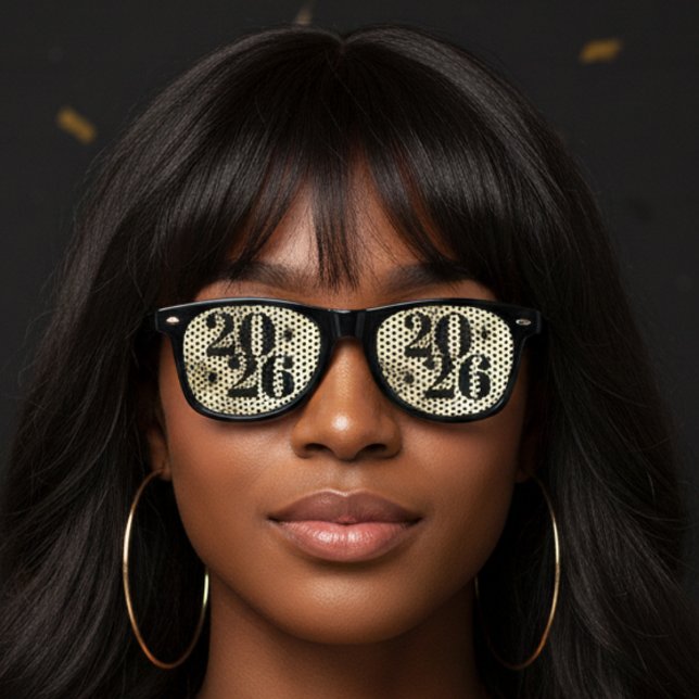 New Years Eve Party Gold Partybrille (New Years Eve Party Gold Retro Sunglasses
)