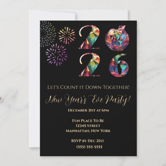 New Year's Eve Party Invitation-Colorful- Einladung (Vorderseite)
