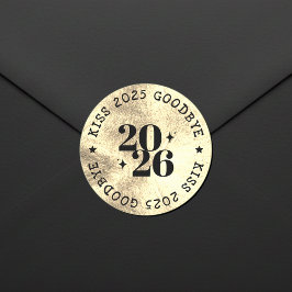 New Years Eve Party Kiss the Year Goodbye Gold Runder Aufkleber