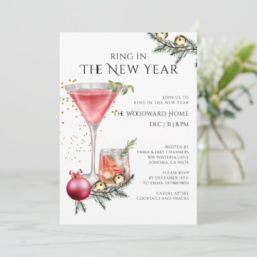 New Year's Eve Party Ring In The New Year Einladung (Stehend Vorderseite)
