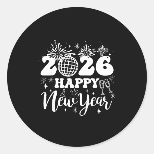 New Years Eve Party Supplies 2026 Happy New Year 2 Runder Aufkleber (Vorderseite)