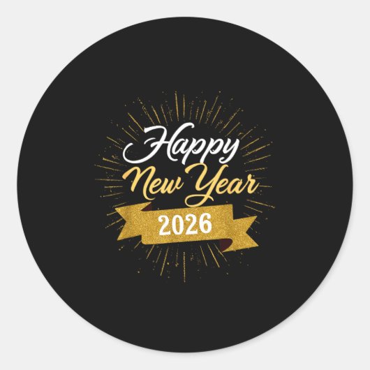 New Years Eve Party Supplies 2026 Happy New Year F Runder Aufkleber (Vorderseite)