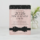 New Year's Eve Pink Champagne Bubbles Invitation Einladung (Stehend Vorderseite)