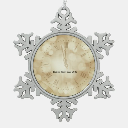 New Year's Eve with champagne glasses Schneeflocken Zinn-Ornament (Vorderseite)