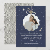 New Years Greeting Card with Photo Ornament (Vorne/Hinten)