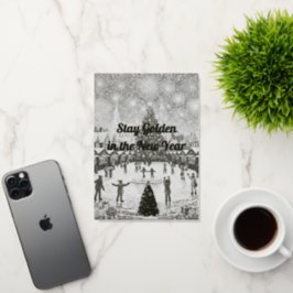 New Year's greetings in gold with a unique design