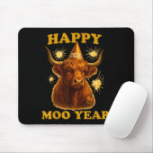 New Years Highland Cow Scottish Nye Party Farm Ani Mousepad (Mit Mouse)