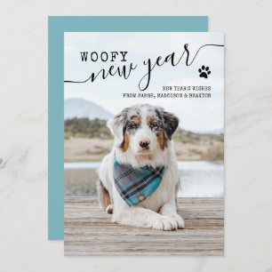 New Years Holiday Card Hund Foto Woofy New Year Feiertagskarte
