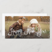 New Years Holidays Snow Foto Feiertagskarte (Vorne/Hinten)