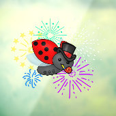 New Years Ladybug Fensteraufkleber (Blatt 3)
