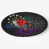 New Years Ladybug Pappteller (Schrägansicht)