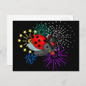 New Years Ladybug Postkarte (Vorne/Hinten)