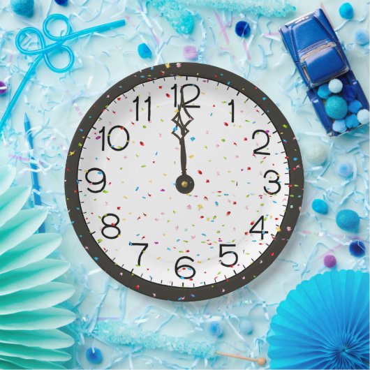 New Years Mitternacht-Uhr-Party Pappteller (Party)