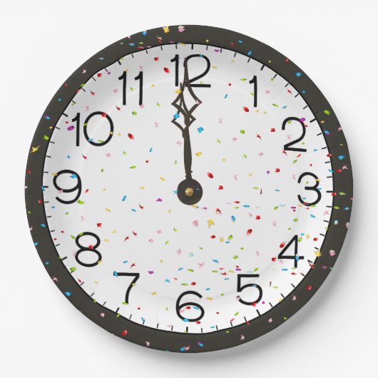 New Years Mitternacht-Uhr-Party Pappteller (Vorderseite)