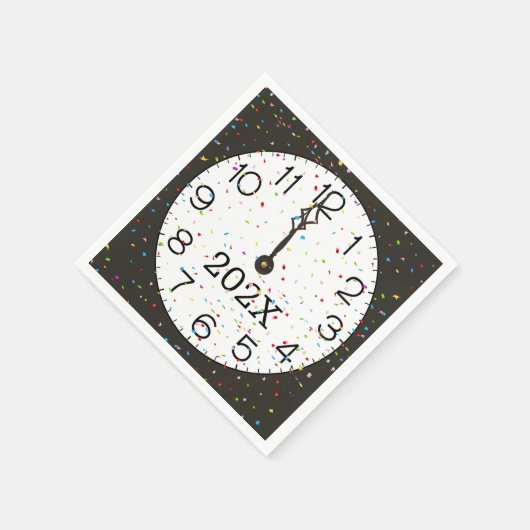 New Years Mitternacht-Uhr-Party Serviette (Ecke)