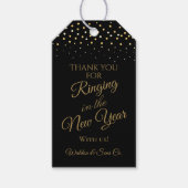 New Years Party Black and Gold Glitzer Vielen Dank Geschenkanhänger (Vorderseite)
