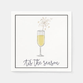 New Years Party Champagne Sparkler Black Border Serviette