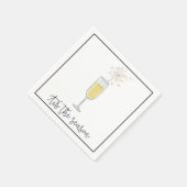New Years Party Champagne Sparkler Black Border Serviette (Ecke)