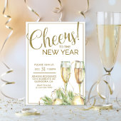 New Years Party, Cheers, Gold, Elegant Einladung