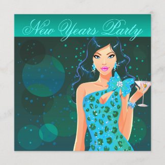 New Years Party Club Flyer aquamarin/aqua Einladung