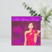 New Years Party Club Flyer lila/rot Einladung (Stehend Vorderseite)