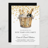 New Years Party Hello 2025 Einladung (Vorne/Hinten)