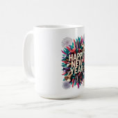 New Year's Party Horn T-Shirt, Confetti Burst Kaffeetasse (Vorderseite Links)