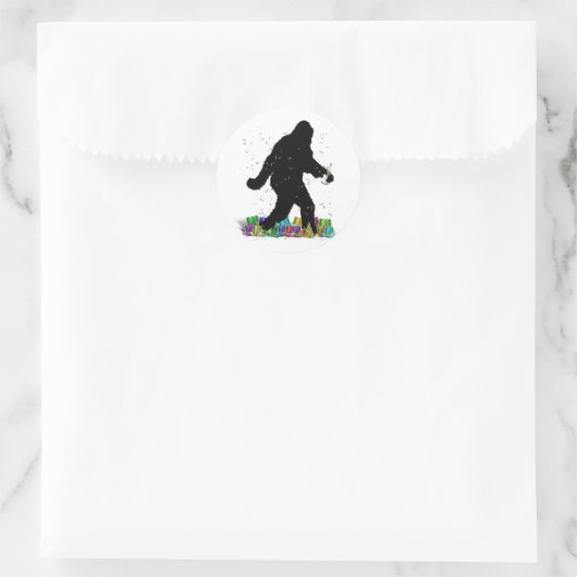 New Years Party Sasquatch Runder Aufkleber (Tasche)