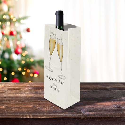 New Years Party Whimsical Cute Fun Champagne  Geschenktüte Für Weinflaschen
