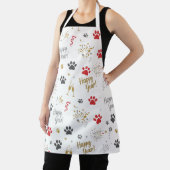 New Year's Paw Print Celebration Pattern Apron Schürze (InSitu)