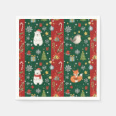New Year's print, bear, Christmas tree, fox, bird Serviette (Vorderseite)