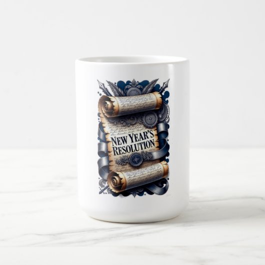 New Year's Resolution T-Shirt, Ornate Scroll Kaffeetasse (Mittel)