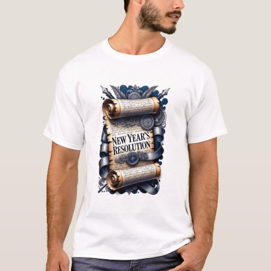 New Year's Resolution T-Shirt, Ornate Scroll T-Shirt (Vorderseite)