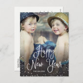 New Years Snow Holiday Foto Feiertagspostkarte (Vorne/Hinten)
