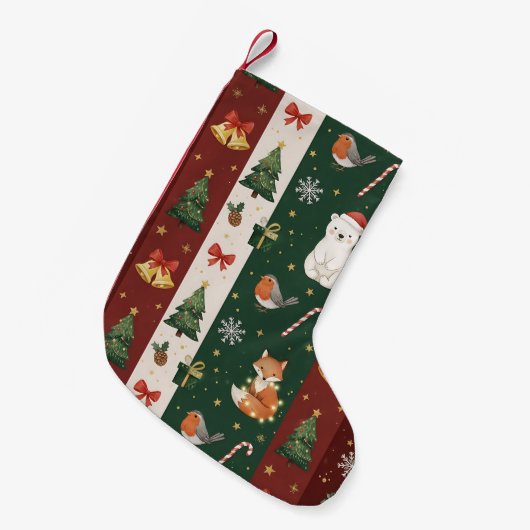 New Year's texture of fabric and packaging, bears, Kleiner Weihnachtsstrumpf (Vorderansicht (hängend))