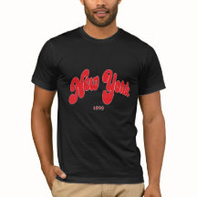New-York 1898 Rotes Logo Typografie Schwarzes T-Sh