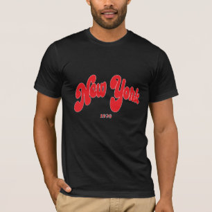 New-York 1898 Rotes Logo Typografie Schwarzes T-Sh T-Shirt