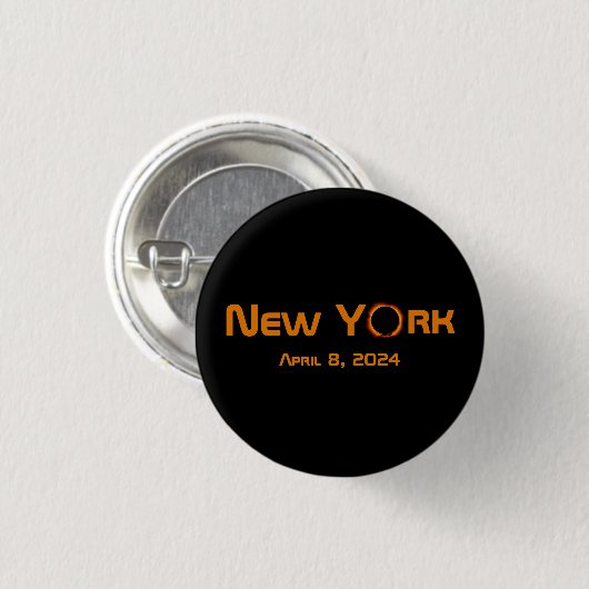 New York 2024 Total Solar Eclipse Button (Vorne & Hinten)