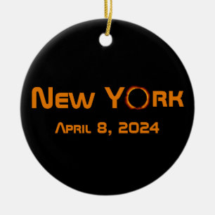 New York 2024 Total Solar Eclipse Keramik Ornament