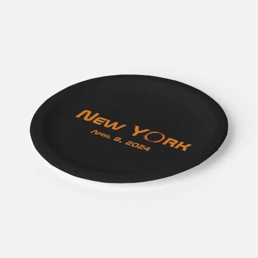 New York 2024 Total Solar Eclipse Pappteller (Schrägansicht)