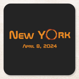 New York 2024 Total Solar Eclipse Rechteckiger Pappuntersetzer