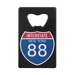New York 88 Interstate Sign Geldbeutel Flaschenöffner