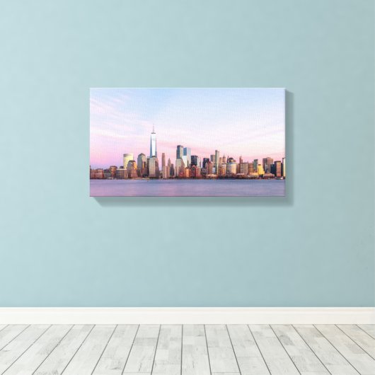 New York Abend Skyline Leinwanddruck (Insitu (Holzboden))