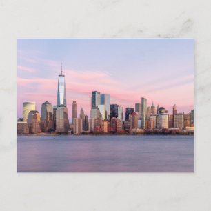 New York Abend Skyline Postkarte