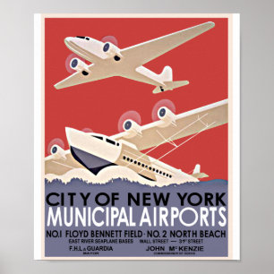New York Airports Vintage Poster - ca. 1930