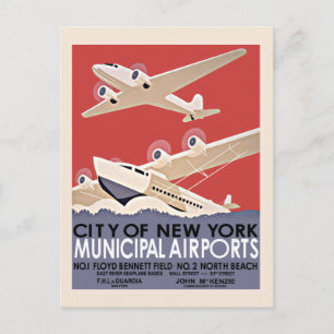New York Airports Vintage Poster - ca. 1930 Postkarte