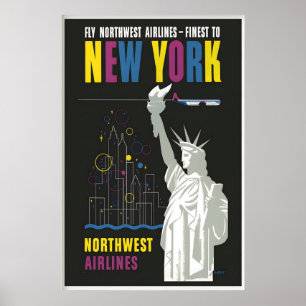New York Amerikanisch Vereinigte Staaten Vintage R Poster